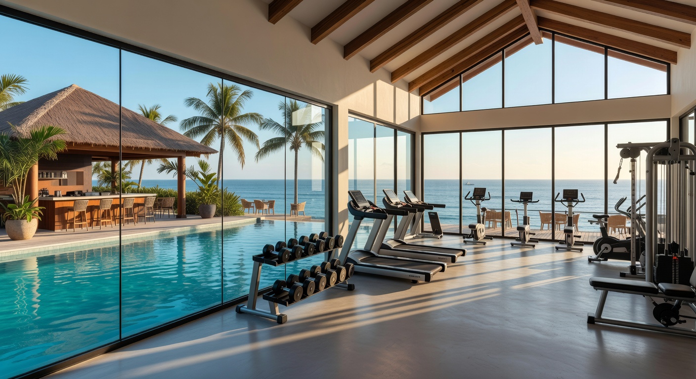 Modern fitness center at the resort