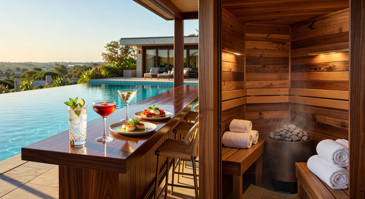 Poolside cocktail bar with luxury drinks
