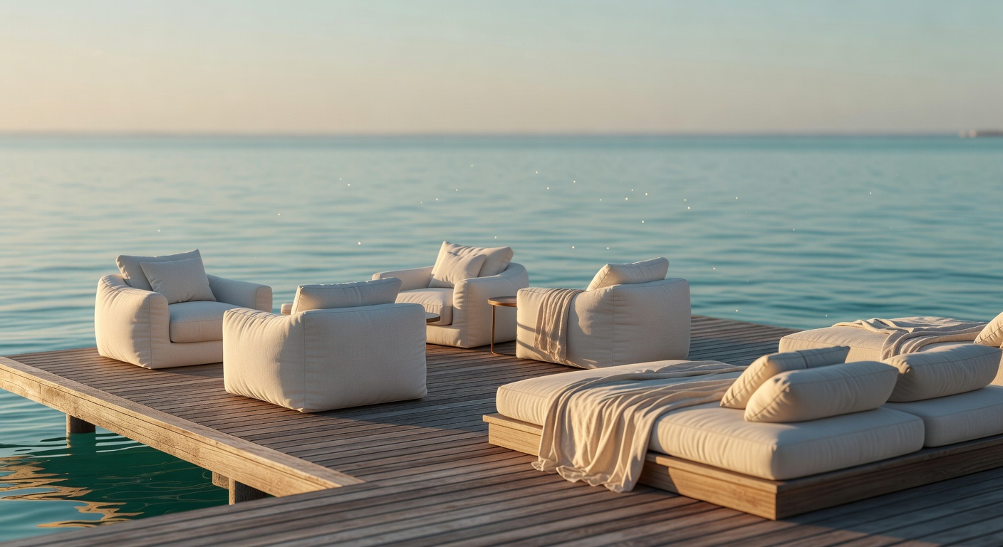 Relaxation lounge by the water