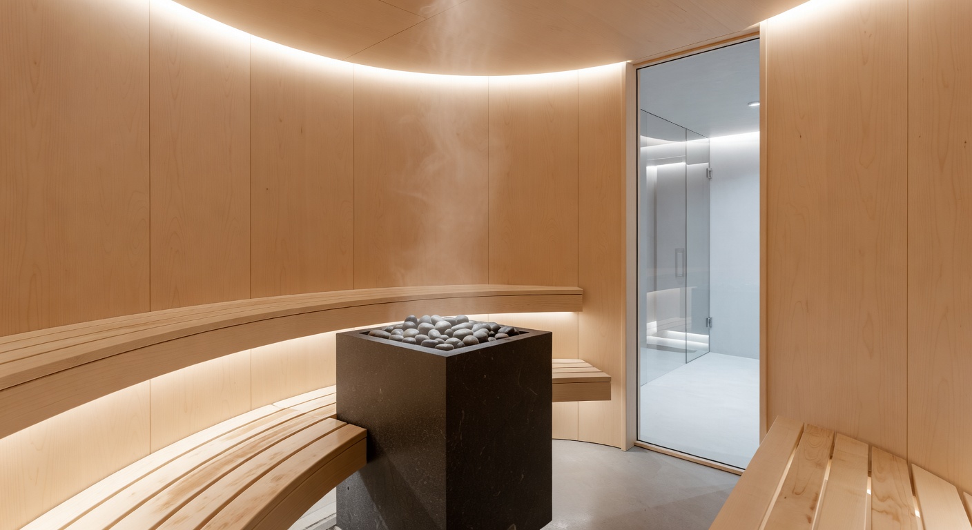 Traditional modern Finnish sauna interior